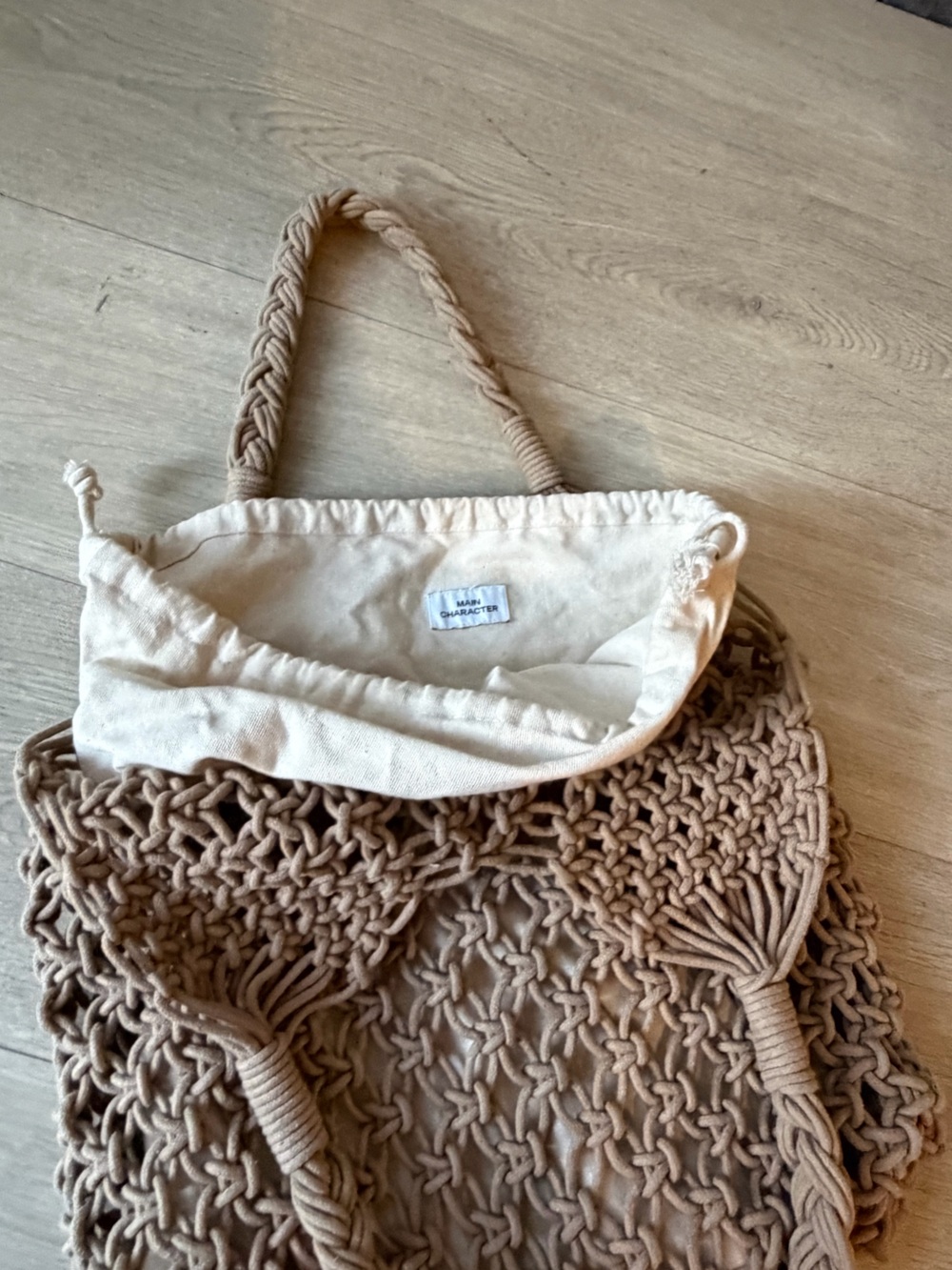 Main Character Tan Macrame Bag - Picture 3 of 4